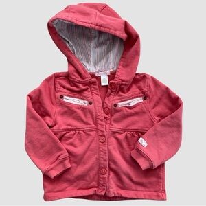 Janie and Jack hoodie - 3T - button up, chest pockets, striped hood & accents
